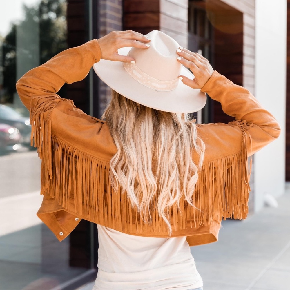 Pink Lily- Fringe Cropped Jacket- Size Medium